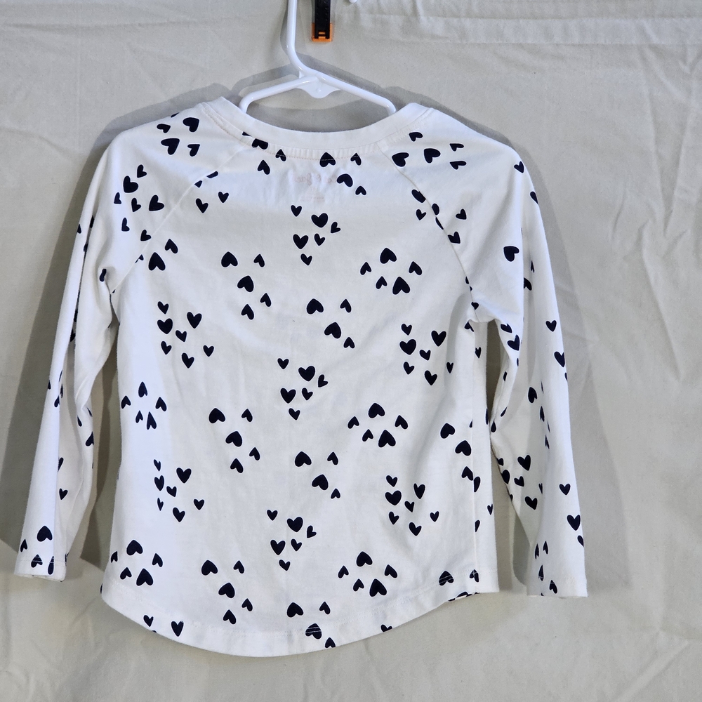 Cat & Jack White Long Sleeve Tee with Black Heart Pattern - Picture 3 of 3